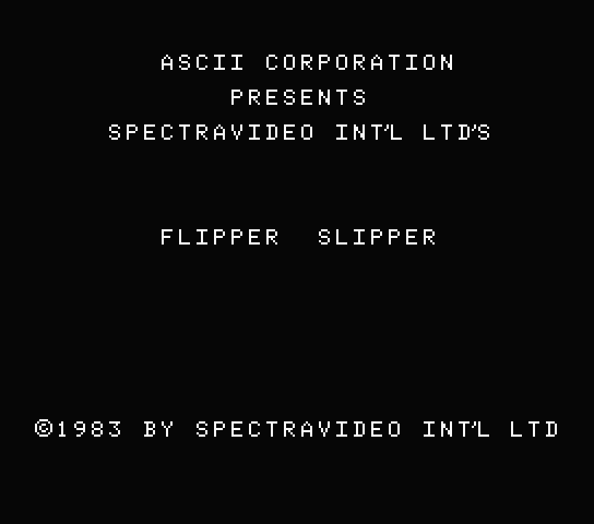 Flipper Slipper title screen for MSX